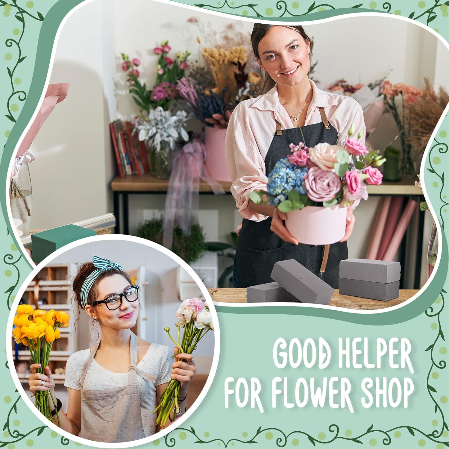 Flower Foam,4Pcs Dry Floral Foam for Artificial Flowers,Flower Sponge Foam for Flowers at Weddings & Funerals, Gray Florist Foam Blocks,Dry Floral Foam & flower arranging supplies