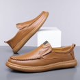 thumbnail image 4 of Men's White Perforated Strip Decor Slip-On Gum Sole Leather Loafers, 4 of 6
