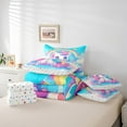 thumbnail image 5 of Kawaii Unicorn 7 Pcs Comforter Set Queen Rainbow Bedding Galaxy Stars Sky Clouds Cartoon Dreamy Castle Princess Sheet Set Bed in A Bag Fantasy Love Horse Room Decor Bed Set, 5 of 5
