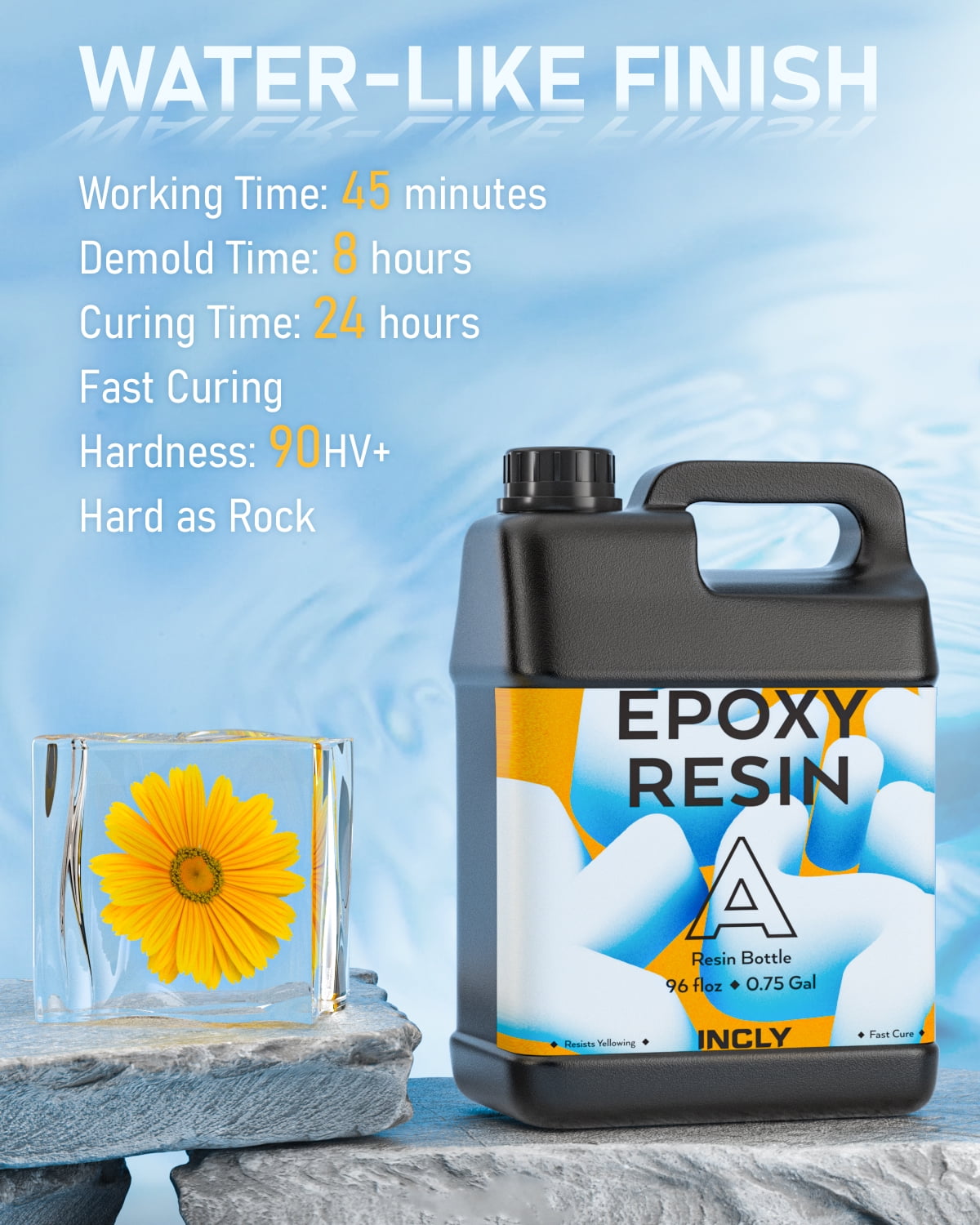 INCLY 1.5 Gallon Crystal Clear Epoxy Resin Kit with 24 Colors Mica Powder & Silicone Tools, Epoxy Resin Supplies, Casting & Coating for Jewelry Making, Craft Tabletop, Art Painting, Molds