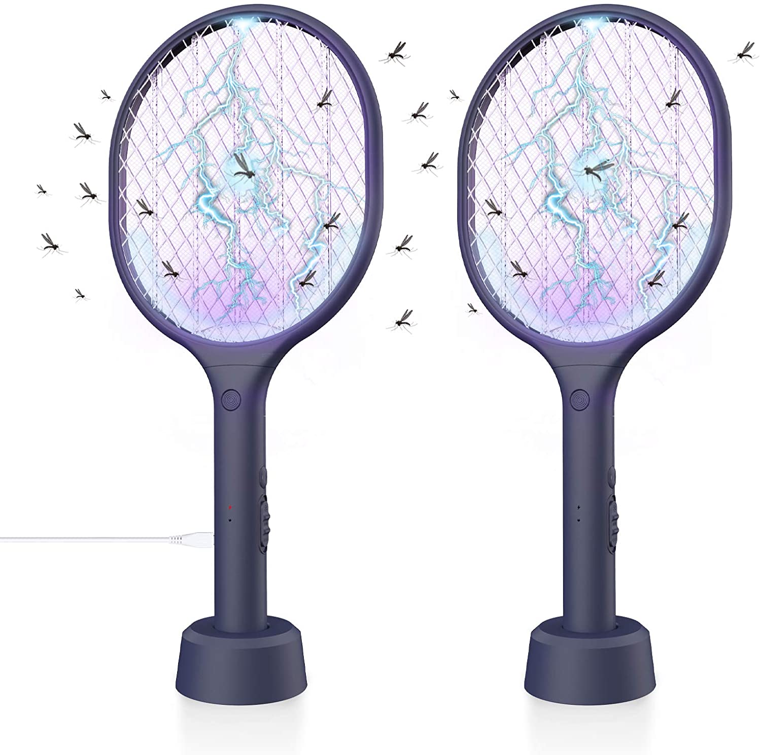 TNBIU 2 Pack Electric Fly Swatter Bug Zapper Mosquito Killer USB