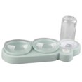 thumbnail image 1 of Cuenco de agua para mascotas, diseño inclinable, evita resbalones, plato de alimentación desmontable para gatos y perros con botella de agua para interior, verde, 1 of 11