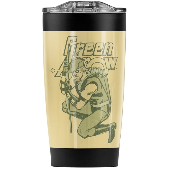 Justice League Green Arrow On Target Stainless Steel Tumbler 20 oz Coffee Travel Mug/Cup, Vacuum Insulated & Double Wall with Leakproof Sliding Lid | Great for Hot Drinks and Cold Beverages