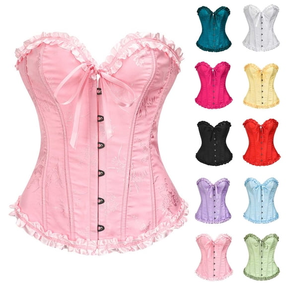 SAZBJOJN Corset Tops for Women Bustier Shapewear Lace Waist Push Up Bodysuit Multicolor Lace Shapewear Tummy Control Body Shaping Womens Tops Multicolor M