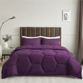 thumbnail image 2 of 5 Piece Honeycomb Design Comforter Set, 800 TC, 100% Egyptian Cotton, Oversized Super King Size Plum Solid, 2 of 5