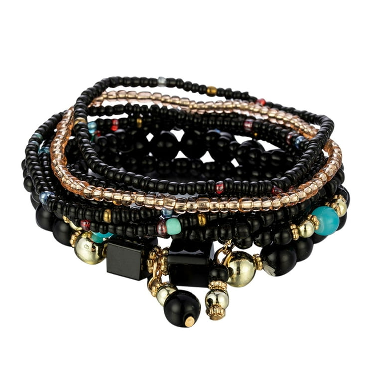 Baocc accessories Stackable Bead Bracelets Ladies Mens Stretch Multilayer Bracelet Set Multicolor Jewelry Bracelets F