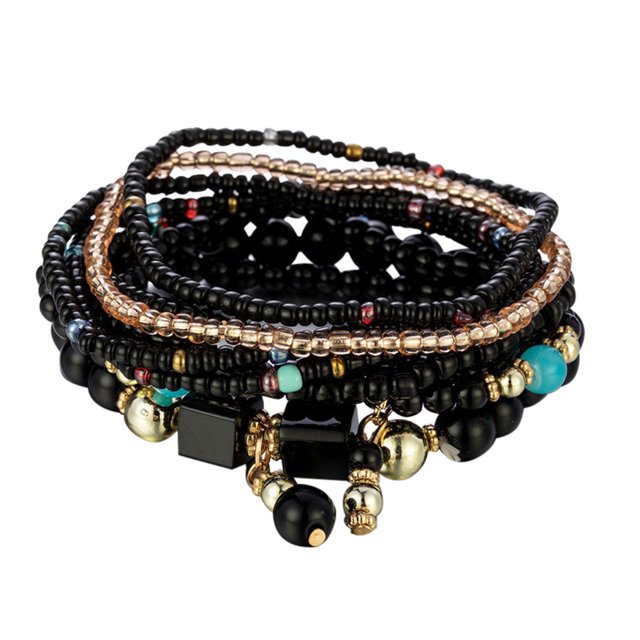 SIfdSeng Bracelets Empilables Perles Dames Hommes Bracelet Extensible Multicouche Ensemble Bijoux Multicolores Bracelets Sœur pour Femmes Bracelets Assortis Mignons pour Adolescentes Perles Noires pour Bracelets