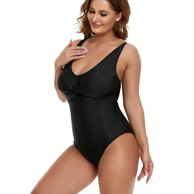 Maillots de Bain une Pièce pour Femmes Grande Taille, Contrôle du Ventre, devant Torsadé, Froncé