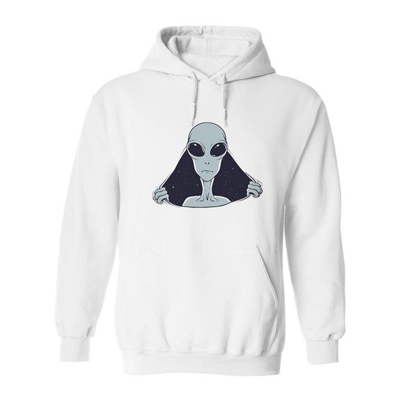 Alien Breaking Through Hoodie Men - Men Hoodie, White, 2XL