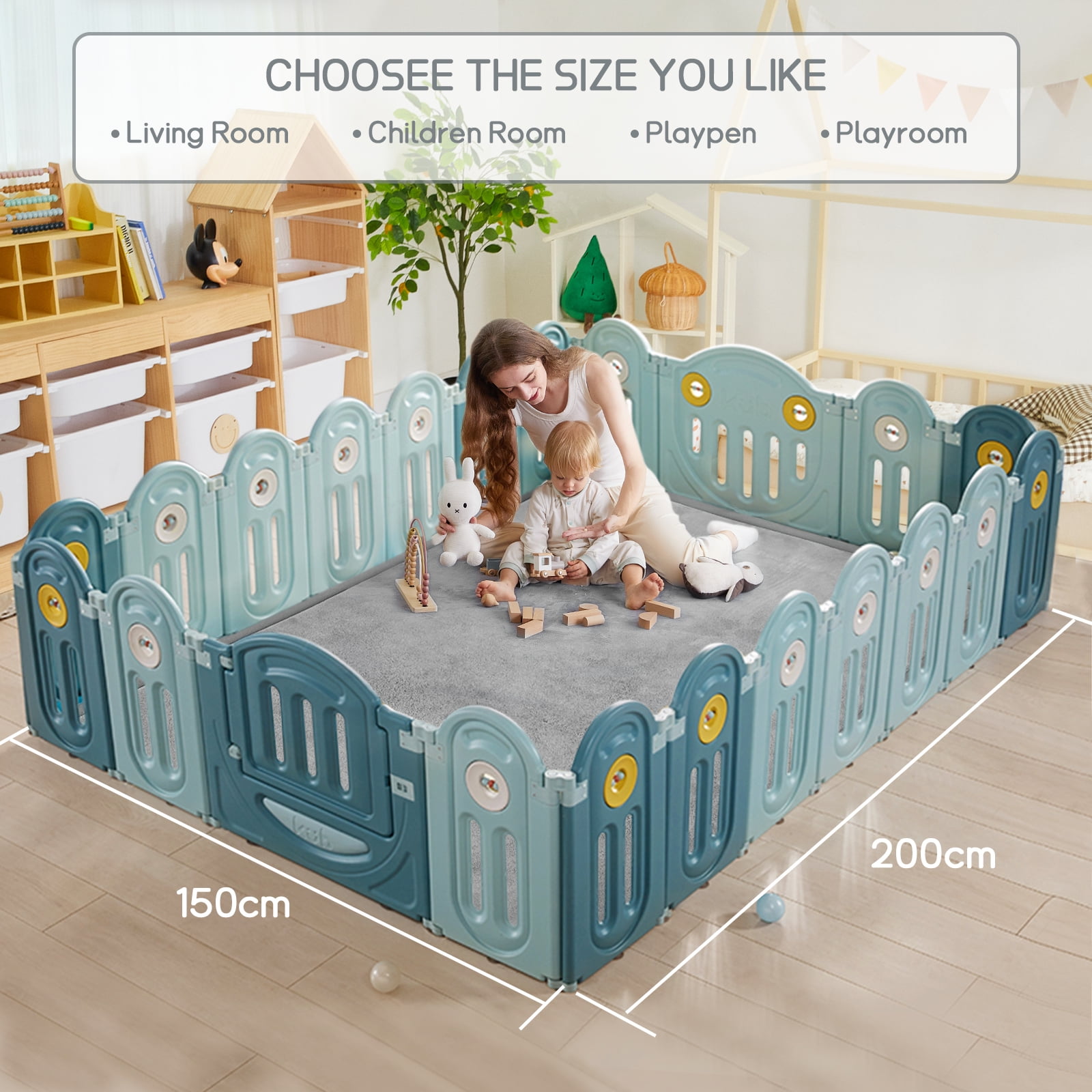 Teler Baby Play Mat, 59"x79" Memory Foam Area Rug – 1.2" Thick Playpen Mat for Toddlers and Children, Yoga Mat, Exercise Pad Mat, Carpet (Grey)