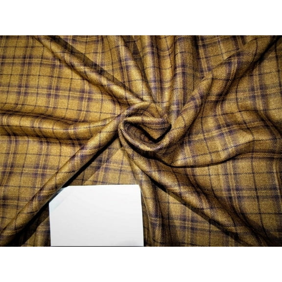 Light weight premium tweed Suiting tan and navy plaids Fabric 58quot; wide
