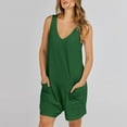 thumbnail image 7 of Hvot&aat Women's Summer Ribbed Shorts Rompers Loose Casual Sleeveless V Neck Shorts Overalls Jumpsuit with Pockets, 7 of 7