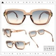 thumbnail image 2 of Retro Luxury Keyhole Hipster Horn Rim Plastic Rectangle Sunglasses Peach - Black Beige, 2 of 8