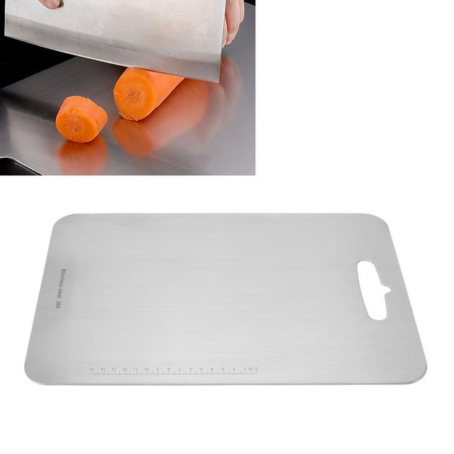 Oubit Grande Planche à Découper, Planche à Découper Double Face en Acier Inoxydable Planche à Découper Design Futuriste