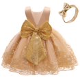 thumbnail image 1 of Vestido CMMCHAAH para niñas pequeñas, dorado, 2-3T, 1 of 6