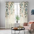 thumbnail image 5 of Green Brown Botanical Kitchen Curtains 84 Inch Length, Farmhouse Eucalyptus Leaves Rustic Grommet Top Bedroom Living Room Curtains, Light Filtering Cafe Curtain Drapes 2 Panels Set 84''x84'', 5 of 9