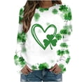 thumbnail image 1 of Besolor Chandail en Molleton de la Saint-Patrick pour Femmes Manches Longues Trèfle T-Shirts de la Saint-Patrick Chandail de Fête, 1 of 3