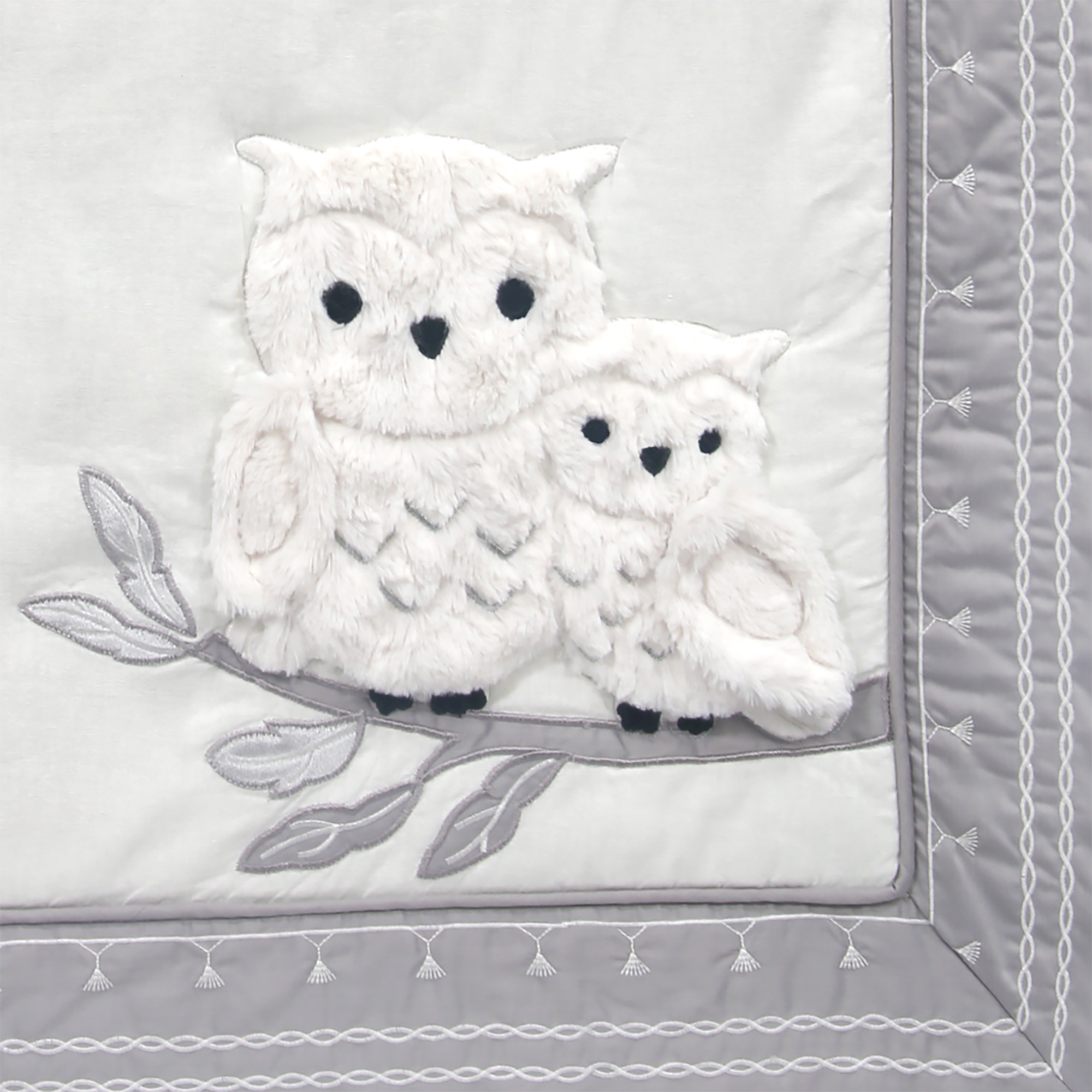 Lambs & Ivy Luna White/Gray Celestial Owl 4-Piece Nursery Baby Crib Bedding Set - image 3 of 9
