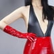 thumbnail image 4 of Guantes largos de látex rojo brillante para mujer, aspecto mojado, piel sintética patentada, hasta el codo, para vestirse de noche, disfraz de moda, cosplay, 4 of 5