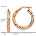 thumbnail image 2 of 14k 3x15 Rose Gold Sparkle-Cut Round Hoop Earrings 22.5x21.5mm Wide 3mm Thick Hoop Earring for Women, 2 of 2