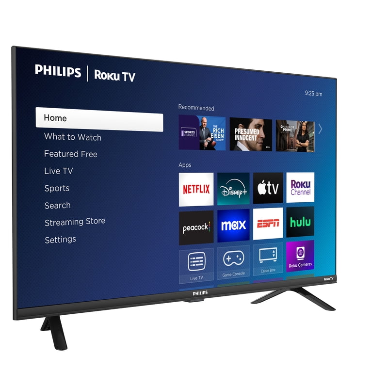 Philips 32" Class HD (720P) Smart Roku Borderless LED TV (32PFL6452/F7) front and back view