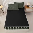 thumbnail image 4 of Erosebridal Casual Modern Square Zipper Queen Comforter Set with Fitted Sheet and 2 Pillowcases,Low Key Grid Tile Zipper Bedding Set,Sage Green Black,Black Reversible, 4 of 6