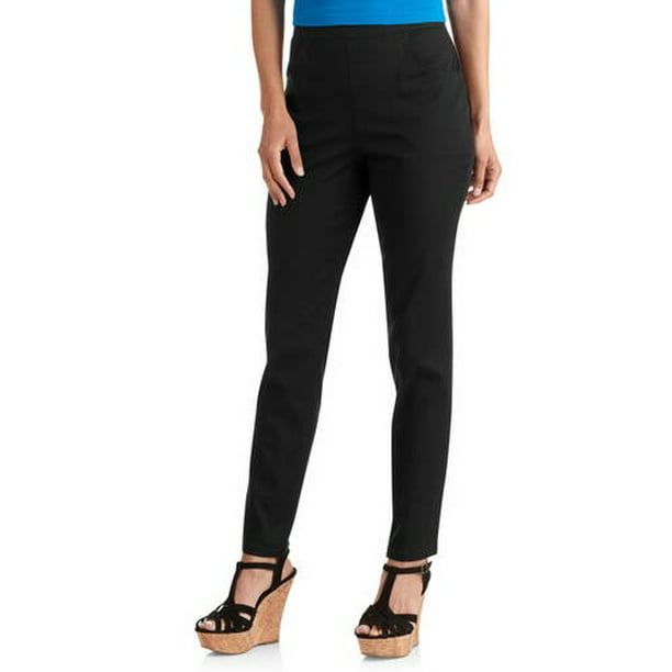 Women's Flat Front Back Elastic Stretch Denim Pants - Walmart.com