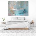 thumbnail image 3 of Mudket Pastel Blue Bathroom Bathtub with Pink Flowers Canvas Wall Art, Floral Botanical Wall Decor, Framed Ready to Hang Artwork for Bathroom Spa - 12"L x 8"W, 3 of 10