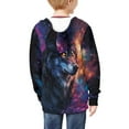 thumbnail image 2 of Chaqlin Space Galaxy Wolf Youth Zip Up Hoodie Lightweight Long Sleeve with Pockets Casual Athletic Outerwear Teens ​​Size 10-12​​, 2 of 7