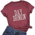thumbnail image 1 of YourTops T-Shirt Femme Journée Boisson (US L, 1-Rouge Vin), 1 of 2