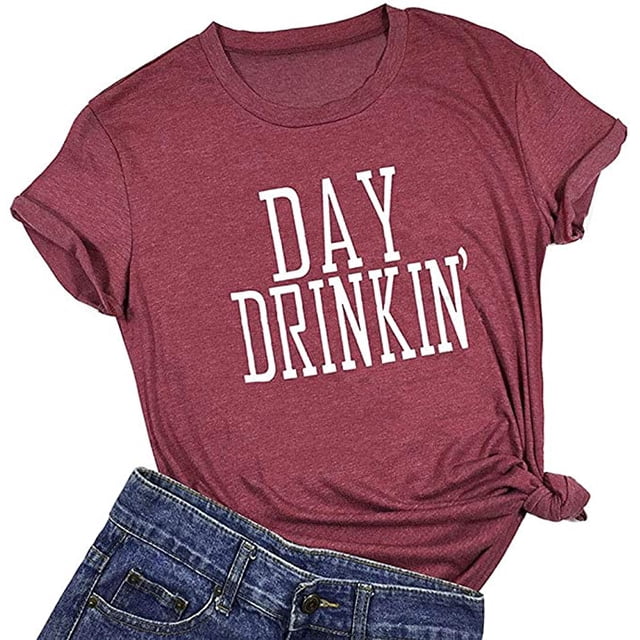 YourTops T-Shirt Femme Journée Boisson (US L, 1-Rouge Vin)