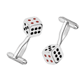 thumbnail image 1 of Gemelos elegantes dados en 3D de cobre bañado en plata para hombre, 1 of 3