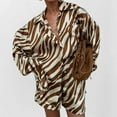thumbnail image 4 of Oversized Animal Print Shirt & Shorts Set (S, Brown), 4 of 5