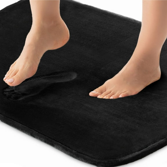 GORILLA GRIP Memory Foam Bath Rug, Machine Washable, Bath Rugs for Bathroom Floor, 30x20 Mat, Black