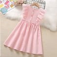 thumbnail image 3 of ITSAME Girls Dress, Waist-Cinching Flutter Ruffle Crewneck Kids Fashion Casual Princess Dress Pink 11-12T, 3 of 6