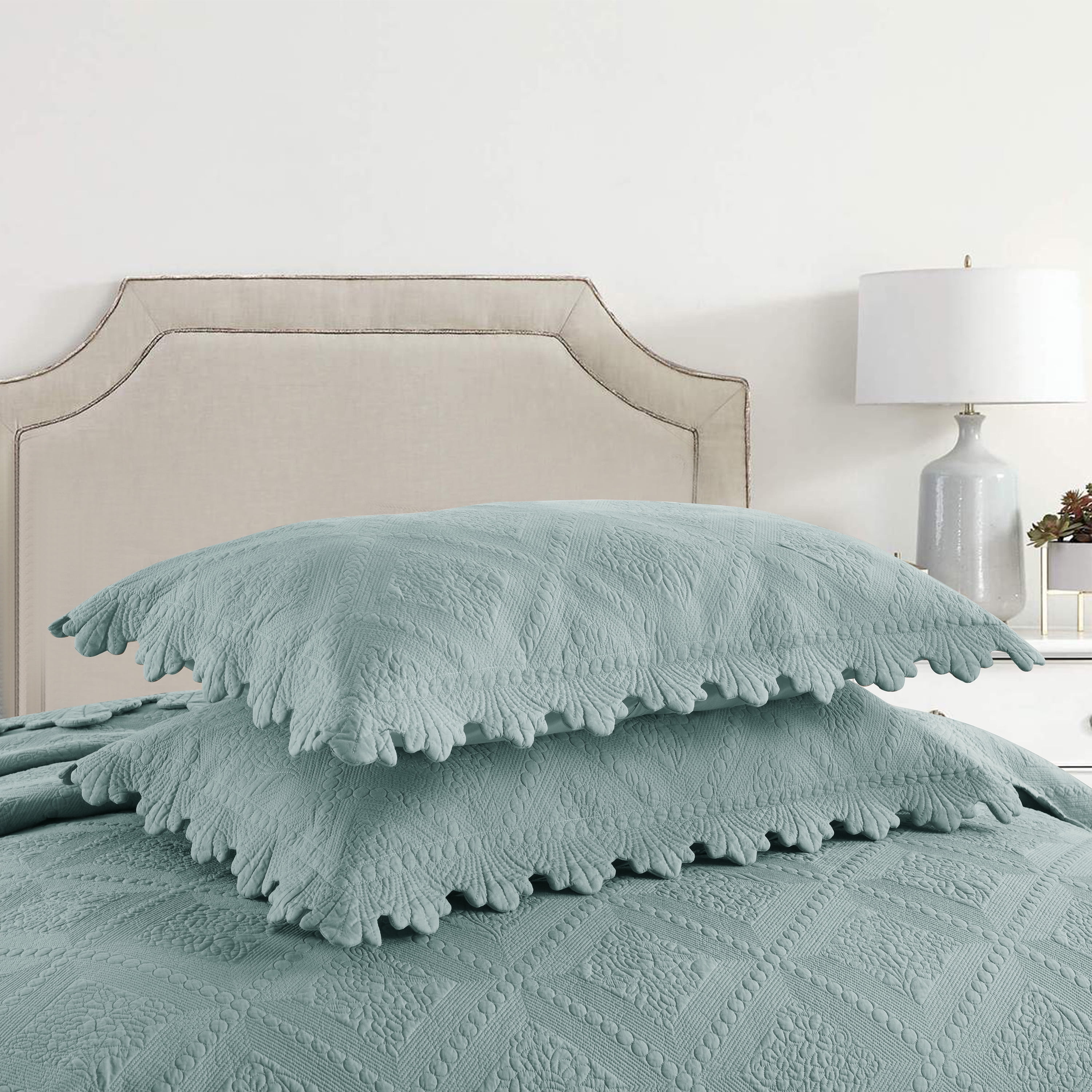 MarCielo 3Pcs 100% Cotton Oversized Quilt Bedspread Coverlet Set TK