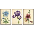 thumbnail image 3 of PixonSign Framed Wall Art Print Set Vintage Watercolor Iris Flower Variety Floral Wilderness Illustrations Modern Art Glam Colorful Multicolor Cool for Living Room, Bedroom, Office - 24"x36"x3 White, 3 of 5