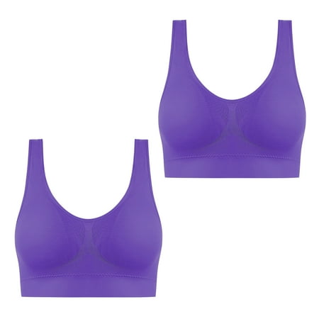 2 Pack Push Up Sports Bra for Women Stretchy Wireless Comfort Sleep Bras Plus Size Workout Yoga Tank Tops