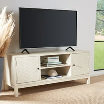 SAFAVIEH Ajana 2 Door 1 Shelf Media Stand, Distressed White (47.3 in. W x 15.8 in. D x 20 in. H)