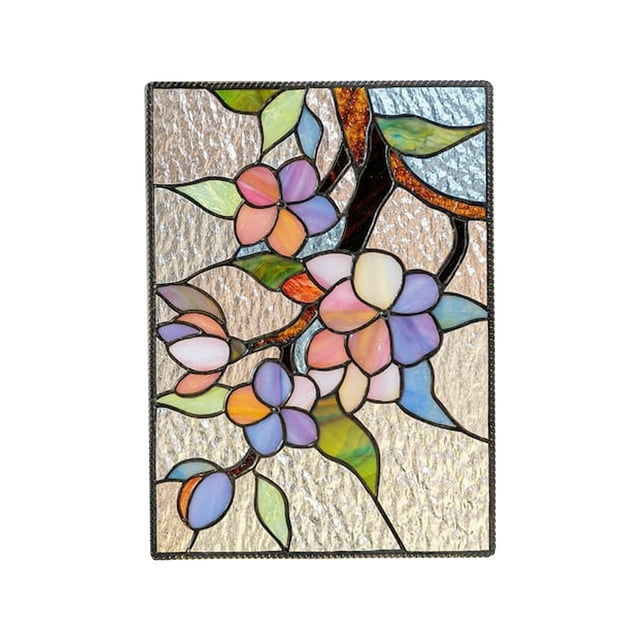 Panel de vitral con diseño de cardenal para colgar en la pared.
