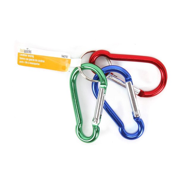 Toolworks Keyring Set, 3 Pk Carabiners, 3/pack, sold by pack