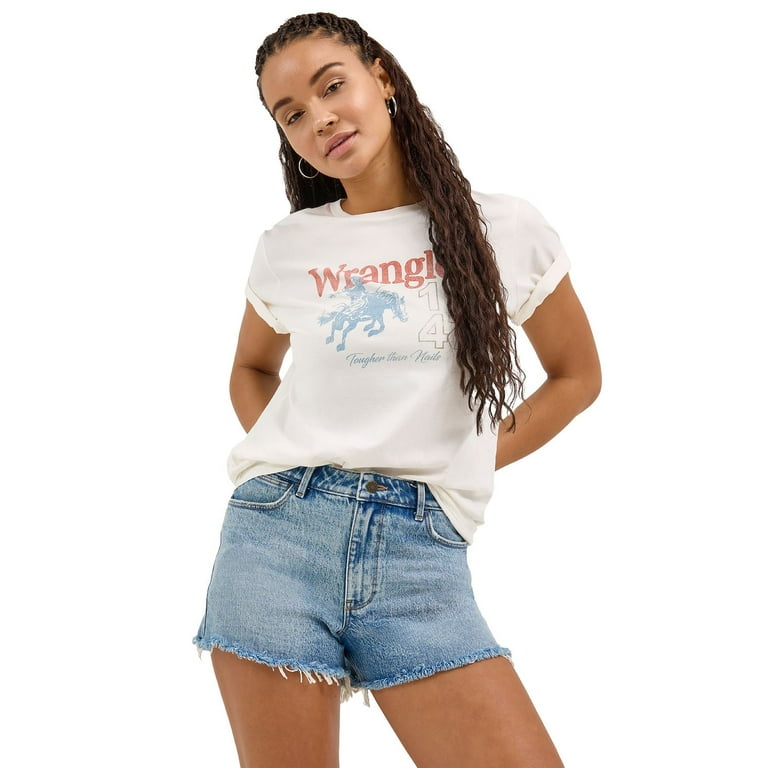 Short En Jean Femme Wrangler Highrise, Taille 12, Style Mom - Occasion Très Bon état