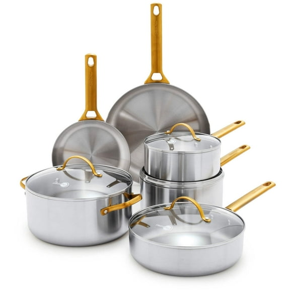 GreenPan Stainless Steel Tri-Ply Reserve 10 Piece Cookware Set