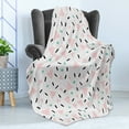 thumbnail image 4 of Retro Soft Flannel Fleece Throw Blanket, Large Triangles and Circles Polka Dots Lines Fun Pattern Print, Cozy Plush for Indoor and Outdoor Use, 50" x 60", Pale Pink Teal Black, by Ambesonne, 4 of 5