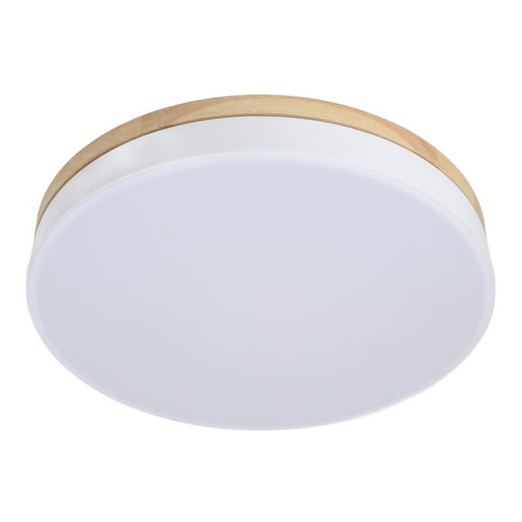 LED Flush Mount Wooden Dimmable Ceiling Light Modern Fixture with Remote Control for Bedroom Hallway