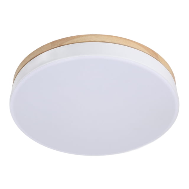 LED Flush Mount Wooden Dimmable Ceiling Light Modern Fixture with Remote Control for Bedroom Hallway