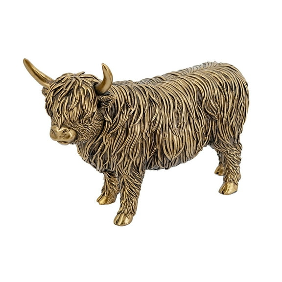 LiviNest Highland Cow Statue Polyresin Bronze Finish: Lifelike Animal Sculpture with Intricate Detailing & Rugged Texture - Rustic Farmhouse Bohemian Contemporary Home Accent for Tabletop Mantel Book