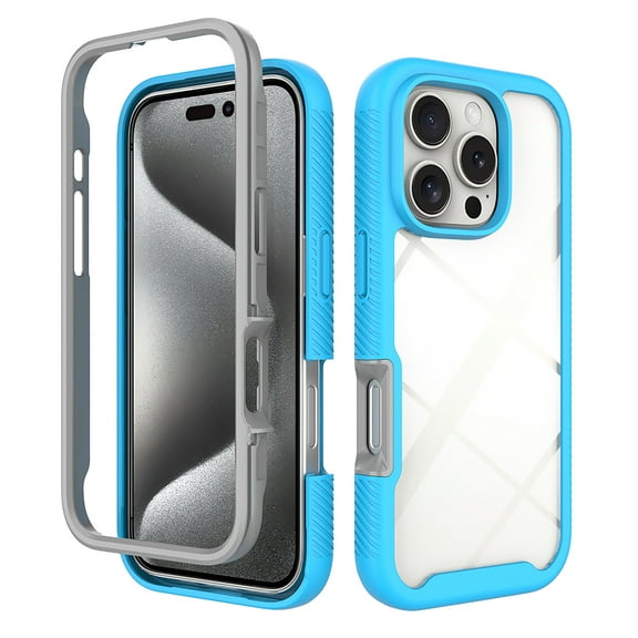 Allytechgroup Clear Back Case for Apple iPhone 16 Pro Max, Not-Yellow Rugged PC TPU Hybrid Bumper Shockproof Protective Phone Case for iPhone 16 Pro Max, Blue