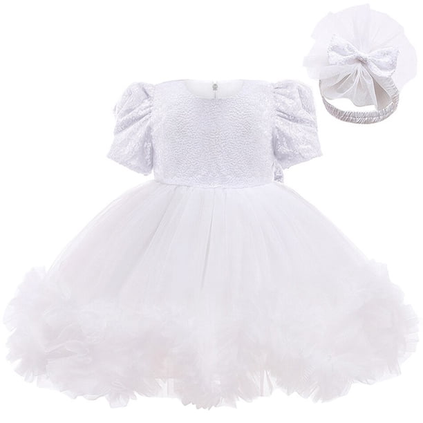 Vestido de lentejuelas con lazo para niños, vestidos de fiesta de cumpleaños para niñas, disfraz infantil, ropa de princesa, diadema, tutú, vestidos 18M Gao Jinjia LED