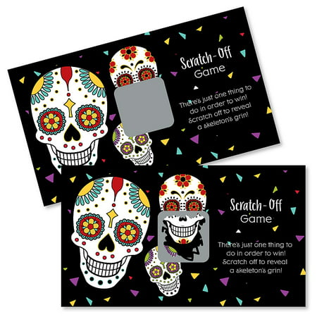 Day of The Dead - Halloween Sugar Skull Party Game Scratch Off Card - 22 Count